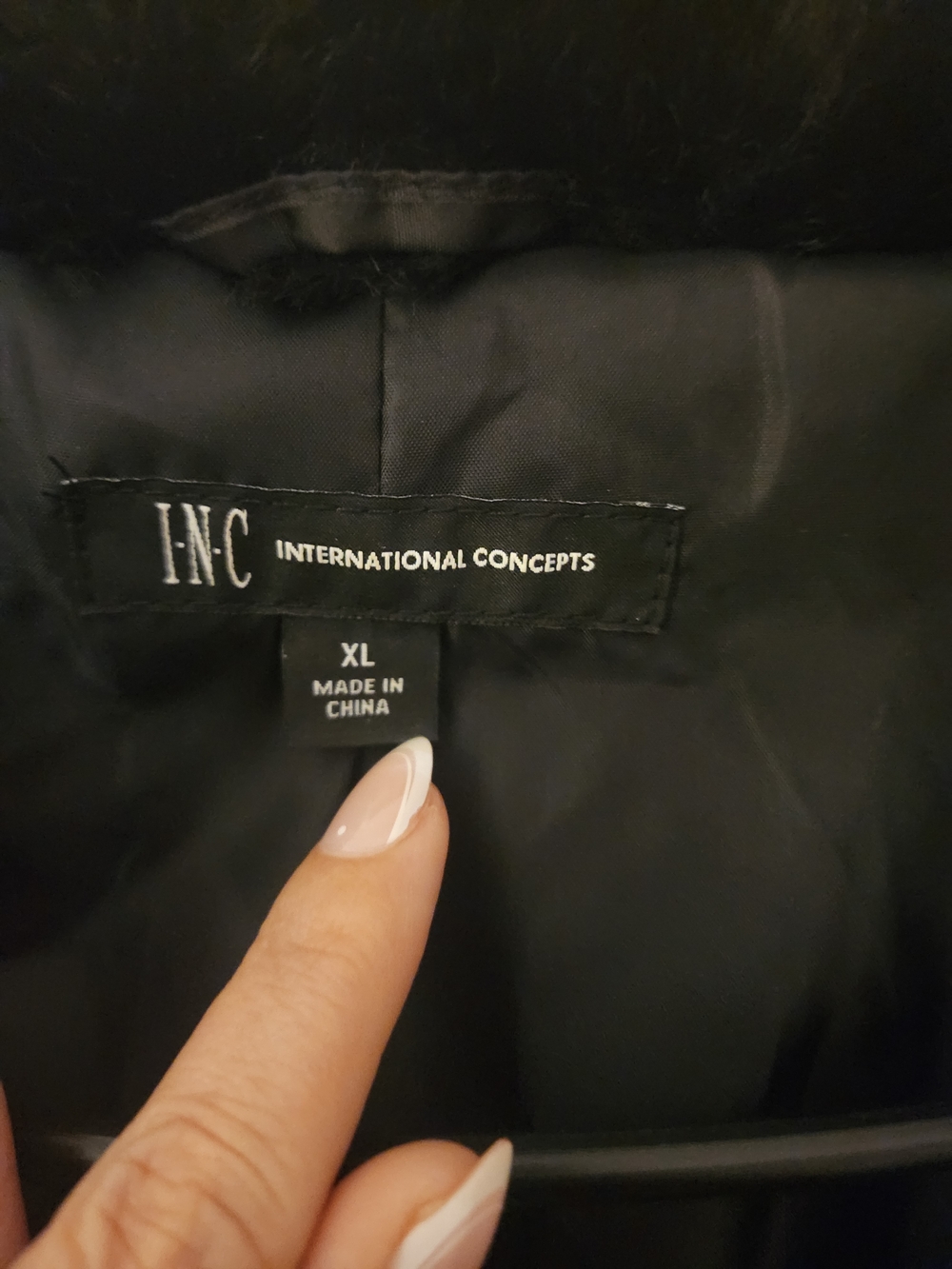 INC International Concepts Plush Faux-Fur Coat - Black - Picture 3 of 6